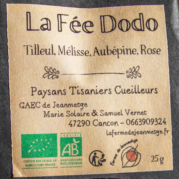 fée dodo étiquette tisane florale